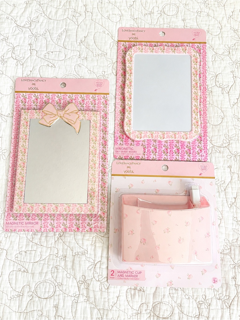 New LoveShackFancy x Yoobi Target Magnetic Locker Essentials Set 3pc NWT Mirror